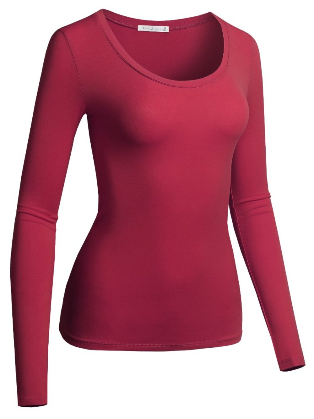 Active Basics Burgundy Scoop Neck Long Sleeve Fitted Top Size S NWT